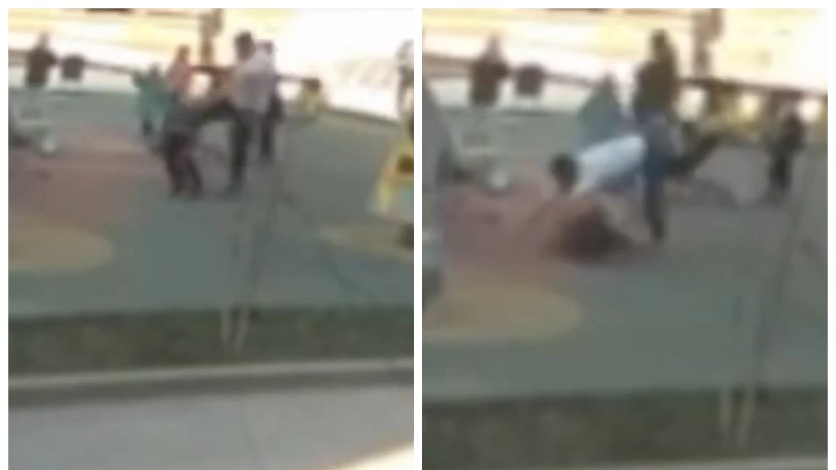 Алматыда ер адам ойнап жүрген кішкентай баланы аяусыз соққыға жыққан (ВИДЕО)