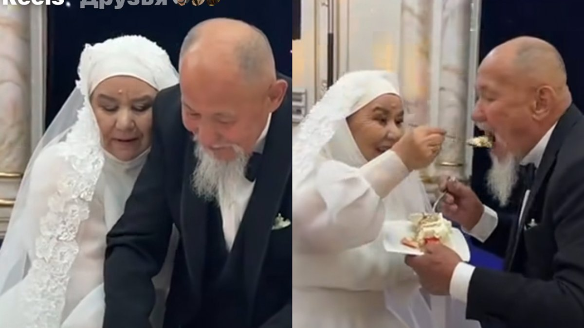 75 жастағы қария сүйіктісіне ақ көйлек кигізіп, үйлену тойын жасады