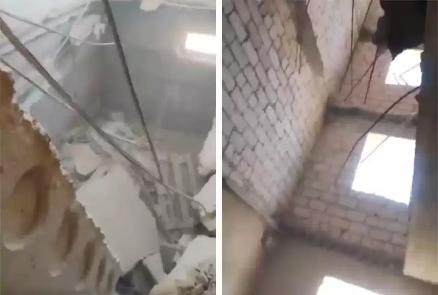 Ақтауда көпқабатты үйдің ішкі плиталары опырылып түсті (ВИДЕО)